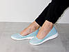 Шкіряні жіночі балетки літні перфорація голубі, фото 4