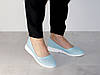 Шкіряні жіночі балетки літні перфорація голубі, фото 7