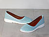 Шкіряні жіночі балетки літні перфорація голубі, фото 5