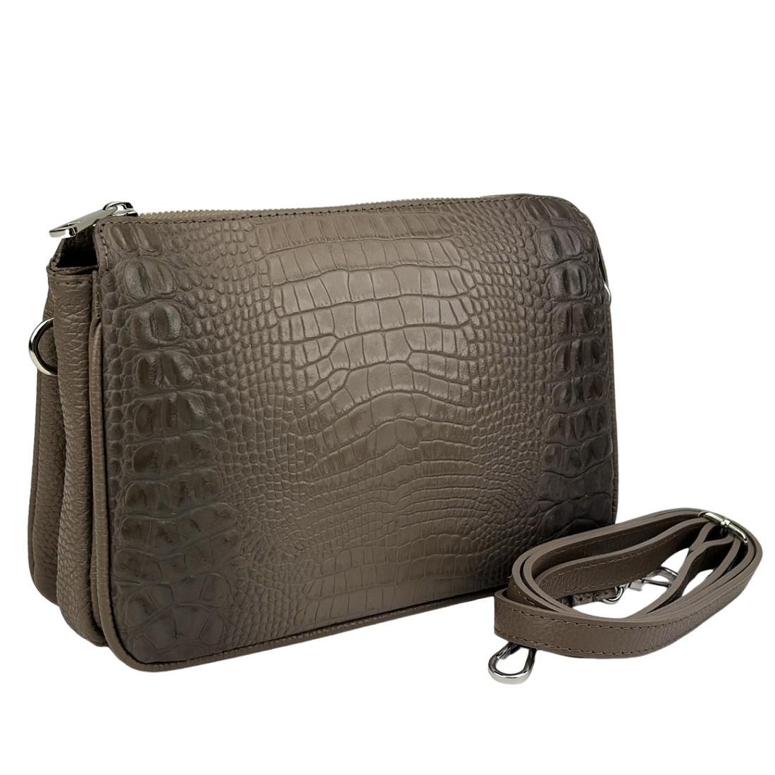 Жіноча шкіряна сумочка під рептилію Firenze Italy F-IT-9871B колір тауп