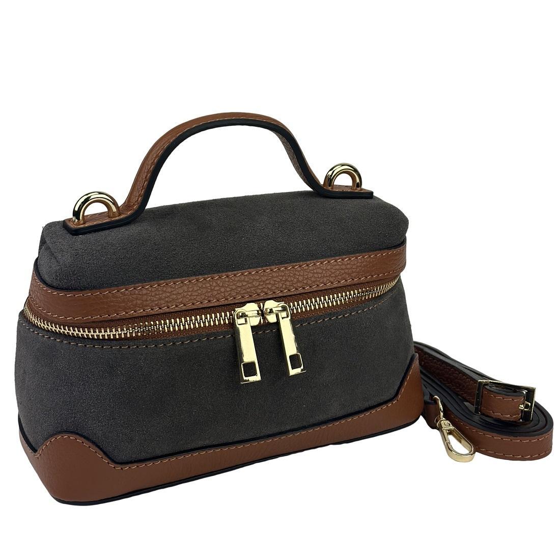 Маленьке замшеве жіноче кросбоді Firenze Italy F-IT-98885G серо-коричневе, фото 1