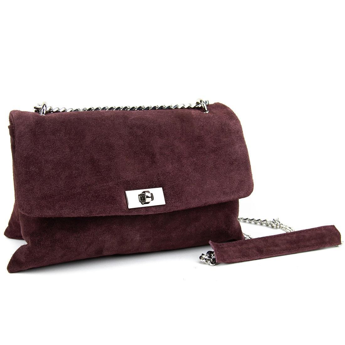 Сумка жіноча замшева на ланцюжку Firenze Italy F-IT-8545BO бордова