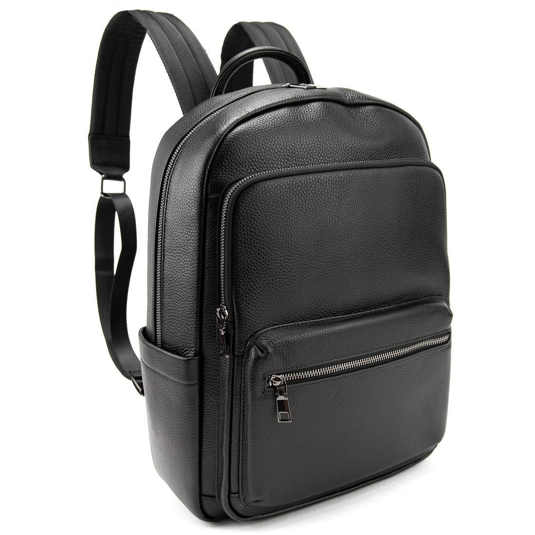 Чоловічий міський шкіряний рюкзак Тiding Bag A25F-131419A чорний, фото 1