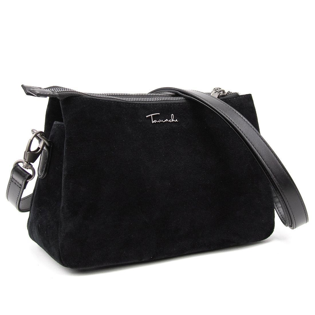 Замшева жіноча сумка на три відділи Tavinchi CH-011A-Y чорна