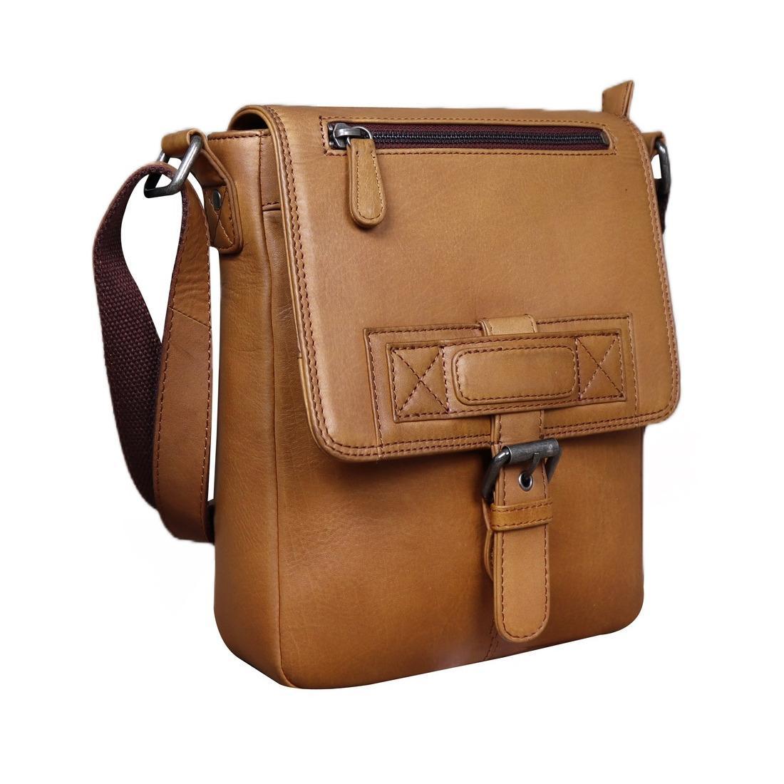 Чоловіча шкіряна сумка Tavinchi R-6163C світло-коричнева