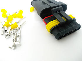 Роз'єми авто герметичні на 5 контактів, Superseal 1.5, комплект (штекер +гноздо)