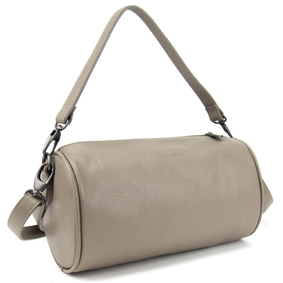 Шкіряна жіноча сумка у формі бочечки Tavinchi CH-0777T-FL колір тауп