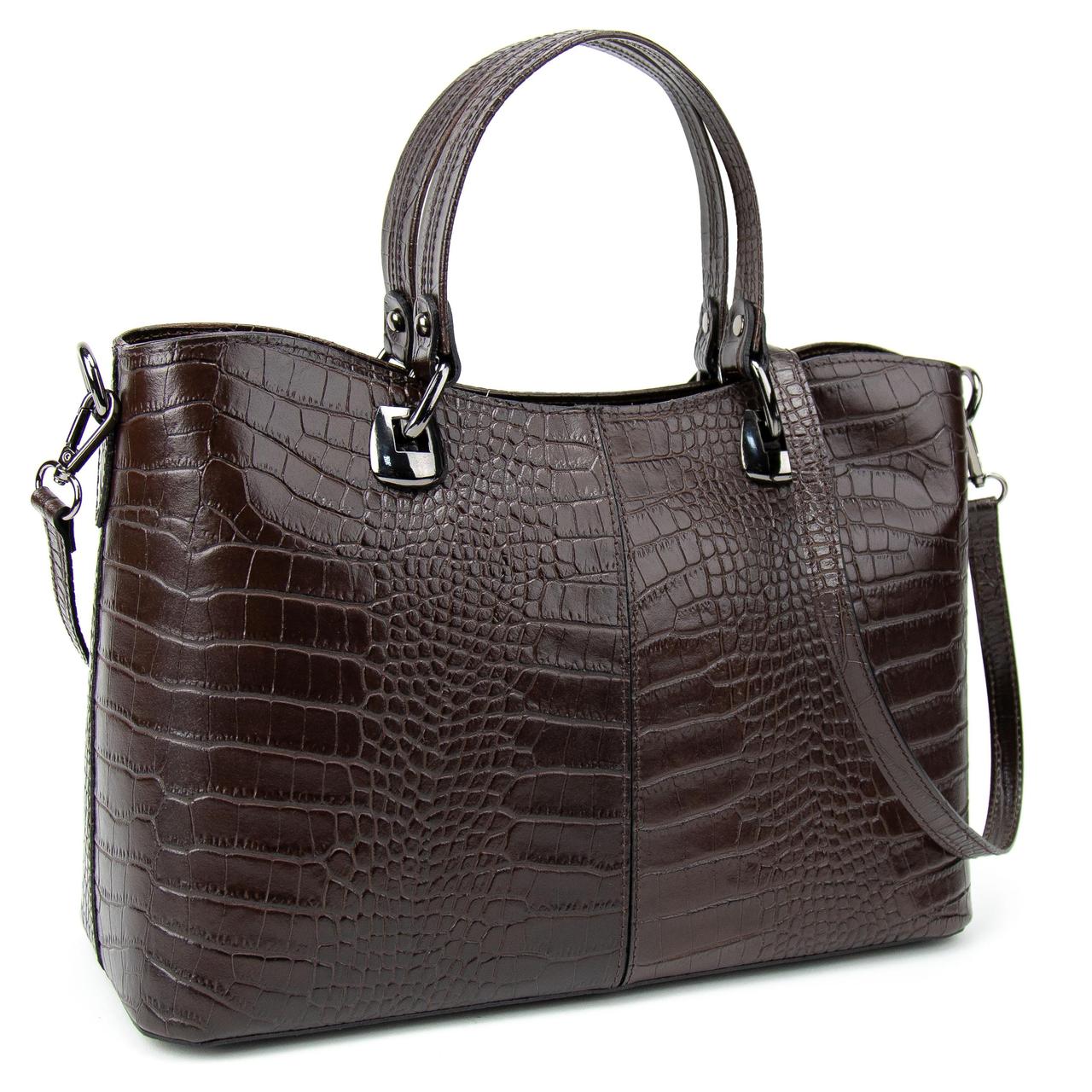 Шкіряна жіноча сумка Firenze Italy F-IT-5454DB-CR шоколадна