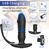 Вібратор для стимуляції простати на пульті, Телескопічний вібростимулятор з подвійним кільцем, Інтимні іграшки, фото 4