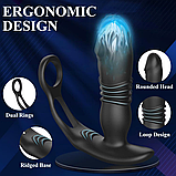 Вібратор для стимуляції простати на пульті, Телескопічний вібростимулятор з подвійним кільцем, Інтимні іграшки, фото 6