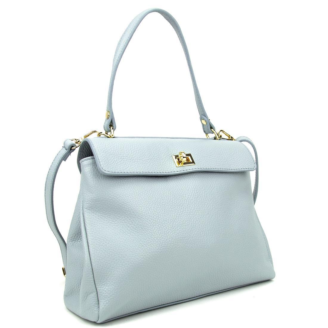 Класична шкіряна сумка Firenze Italy F-IT-777BL блакитна