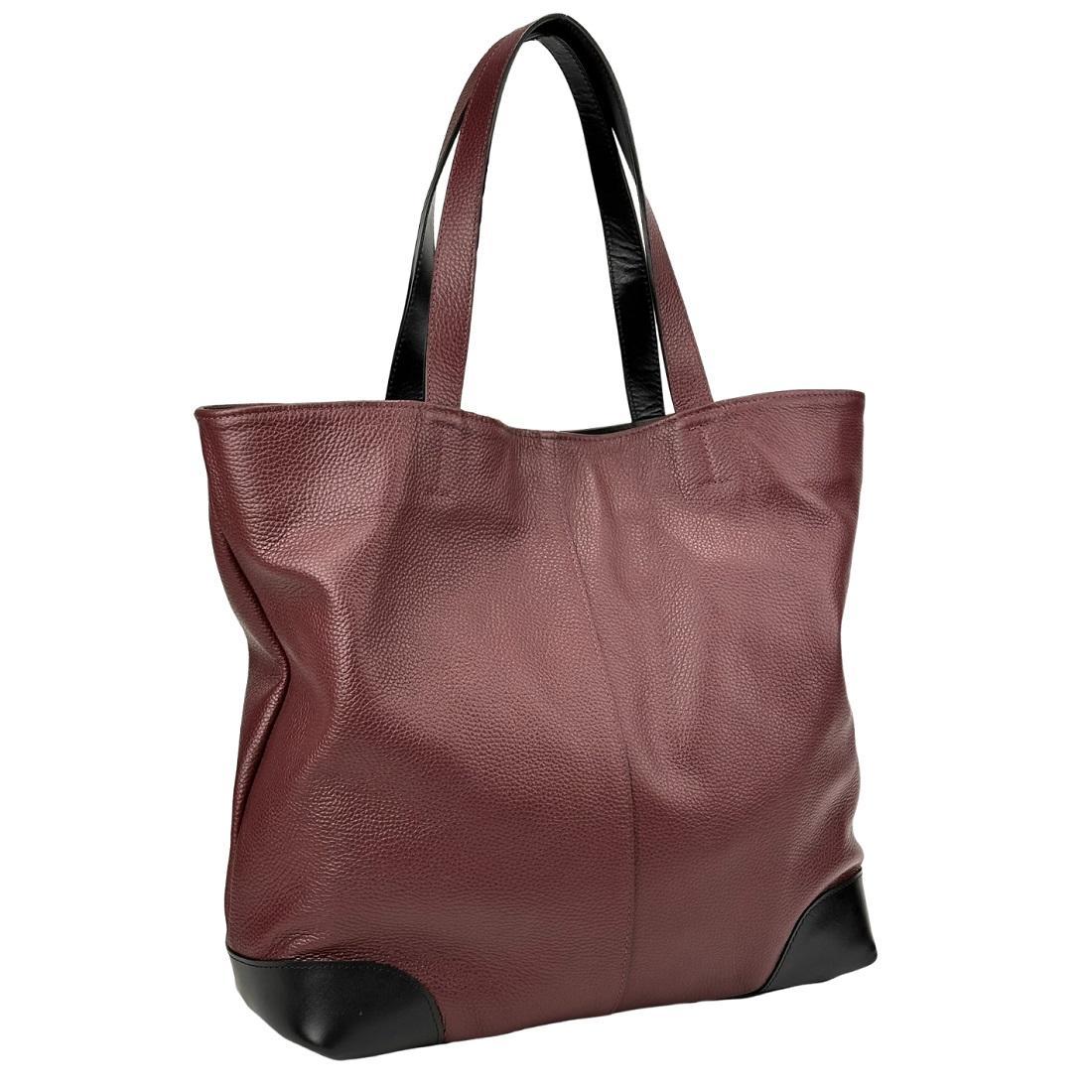Шкіряний жіночий шопер Klari CH-013BO-FL бордовий, фото 1