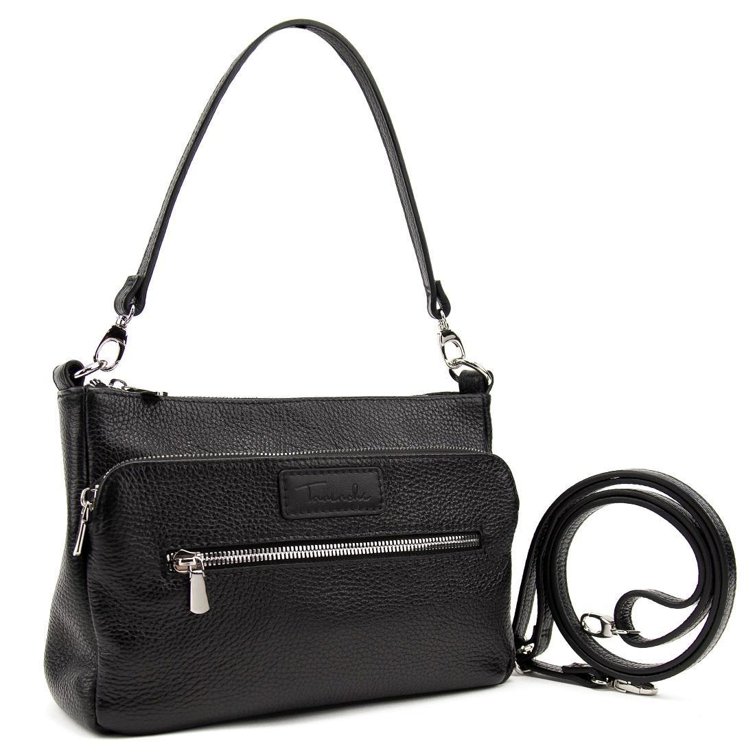 Шкіряна жіноча сумка кросбоді Tavinchi CH-0378A-FL чорна