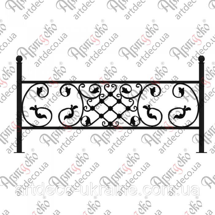 Кована огорожа, паркан 1580х820 (КО-77)КОМПЛЕКТ ЕЛЕМЕНТІВ, фото 1