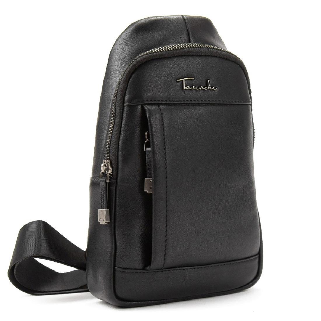 Сумка-слінг чоловіча шкіряна Tavinchi TV-827A чорна, фото 1