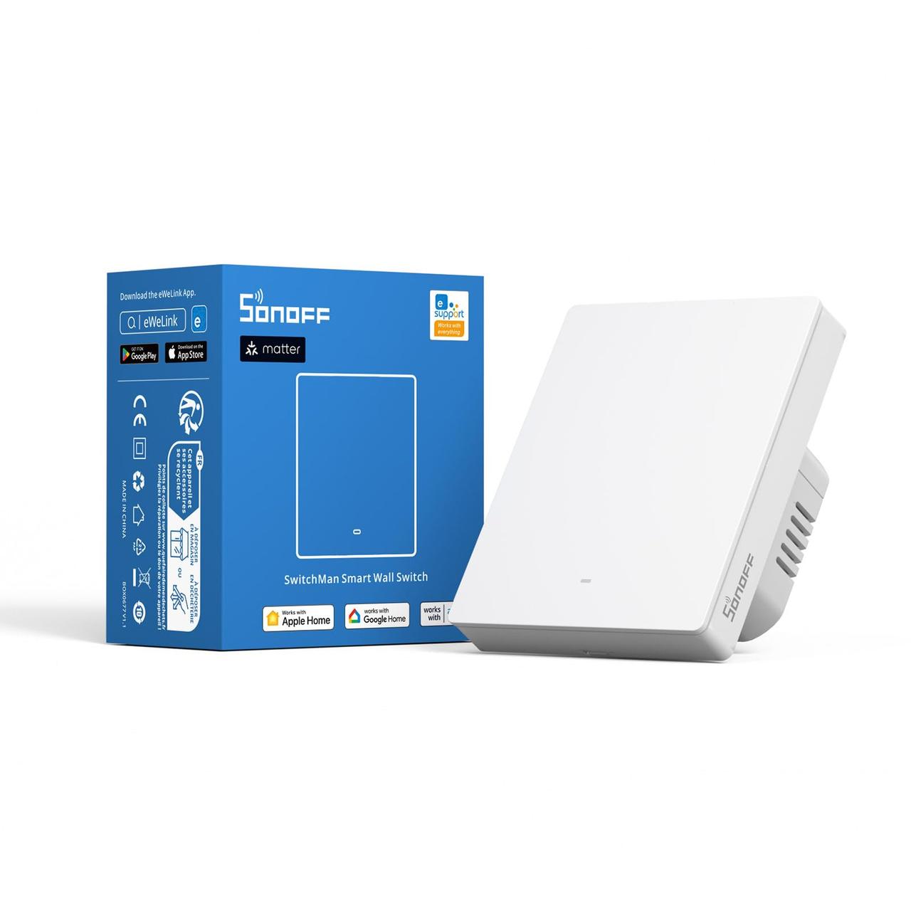 Розумний 1-клавішний Wi-Fi вимикач Sonoff M5 Matter — M5-1C-80W, фото 1