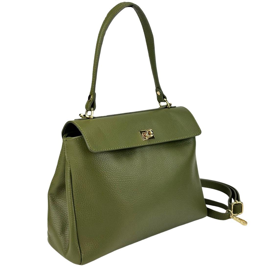 Класична шкіряна жіноча сумка Firenze Italy F-IT-777OL оливкова