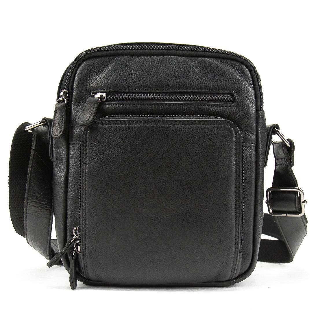 Шкіряна сумка чоловіча месенджер Tavinchi R-1730A чорна, фото 1