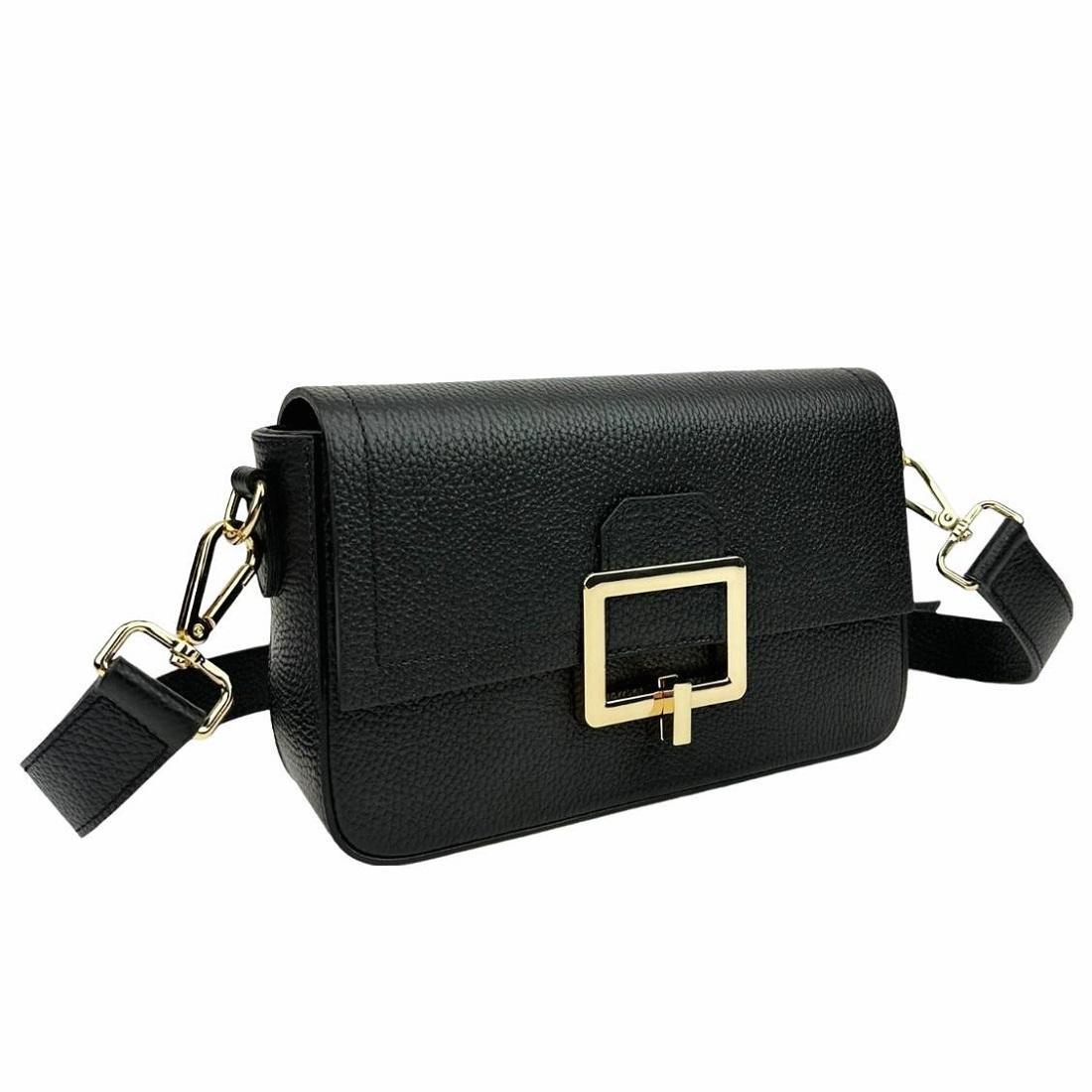 Невелика жіноча шкіряна сумочка Firenze Italy F-IT-1025A-G чорна через плече