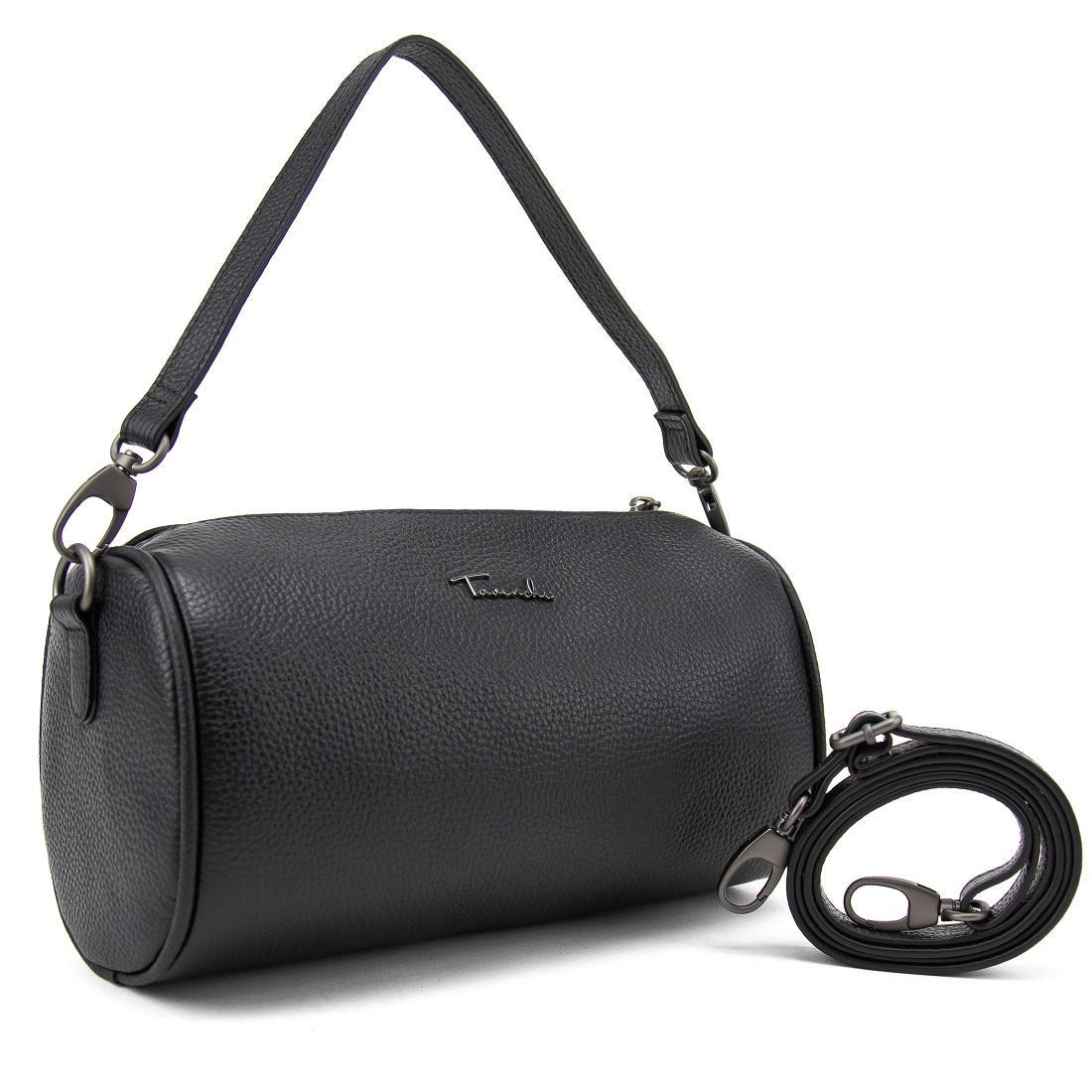 Шкіряне стильне кроссбоді у формі бочонка Tavinchi CH-0777A-FL чорне