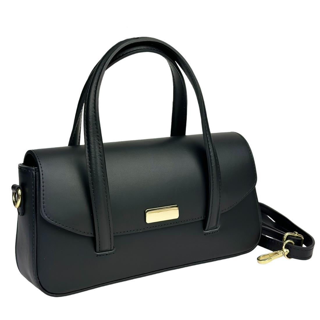 Класична жіноча шкіряна сумка з довгими ручками Firenze Italy F-IT-9899A чорна, фото 1
