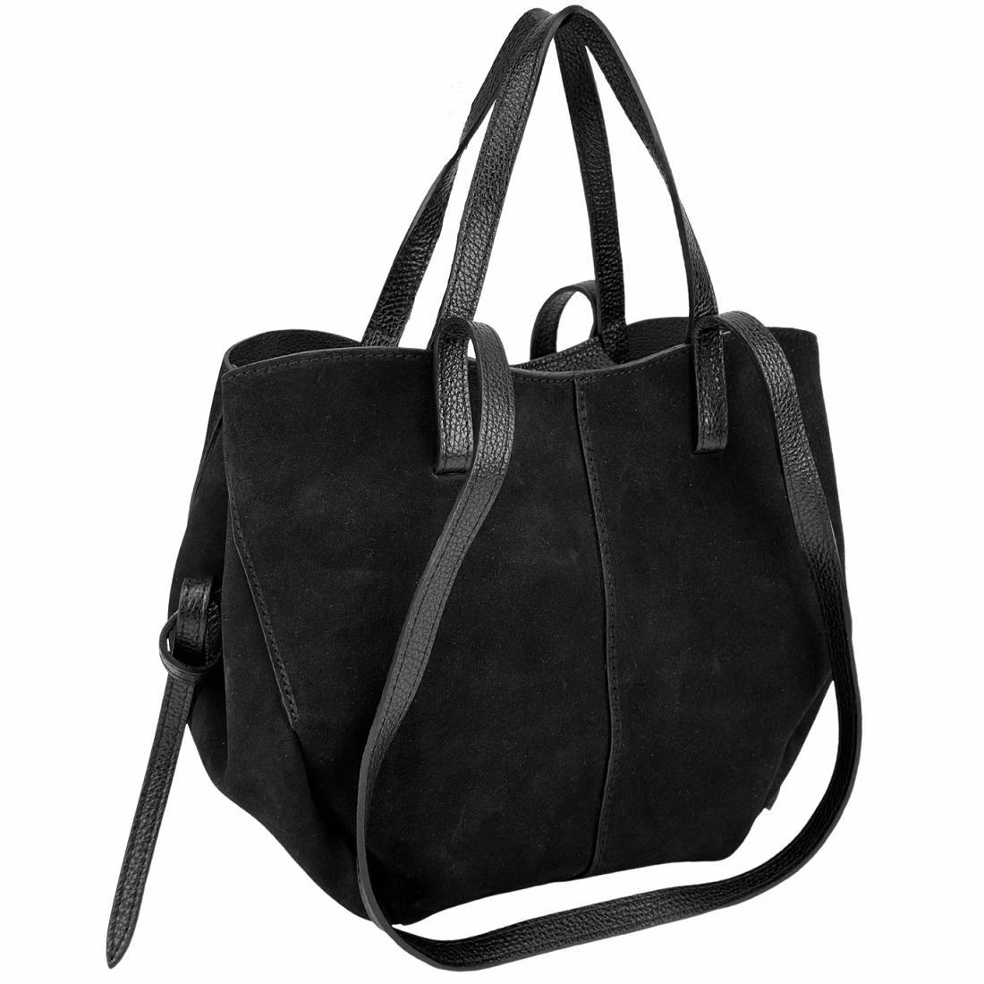 Замшева жіноча сумка Firenze Italy F-IT-7888A чорна, фото 1