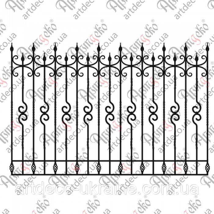 Кована огорожа, паркан 2000х1350 (КО-74) КОМПЛЕКТ ЕЛЕМЕНТІВ, фото 1