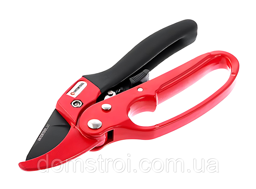 Секатор садовий обвідний з храповим механізмом 200 мм INTERTOOL FT-1005