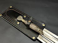 Набір 6-ти шампурів "Дикі звірі ясен" з вилкою для зняття м'яса (у шкіряному сагайдаку), фото 4