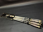 Набір 6-ти шампурів "Дикі звірі ясен" з вилкою для зняття м'яса (у шкіряному сагайдаку), фото 5