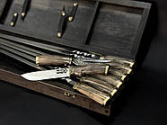 Набір 6-ти шампурів "Тризуб" з виделкою та ножем (у дерев'яному кейсі), фото 2