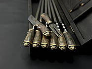 Подарунковий набір 6-ти шампурів "Козак" з виделкою та ножем (у дерев'яному кейсі), фото 2