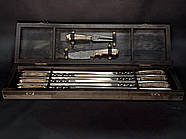 Подарунковий набір 6-ти шампурів "Козак" з виделкою та ножем (у дерев'яному кейсі), фото 4