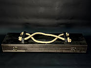 Подарунковий набір 6-ти шампурів "Козак" з виделкою та ножем (у дерев'яному кейсі), фото 5