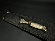 Набір шампурів з дерев'яною ручкою "Мисливський" з виделкою (у шкіряному закритому сагайдаку), фото 5