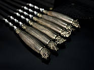 Набір 6-ти шампурів з дерев'яною ручкою "Мисливський" (у шкіряному закритому сагайдаку), фото 2