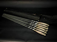 Набір 6-ти шампурів з дерев'яною ручкою "Мисливський" (у шкіряному закритому сагайдаку), фото 7