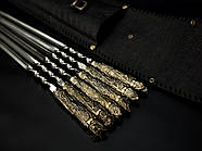 Набір 6-ти шампурів з бронзовими ручками "Дикі звірі" (у шкіряному закритому сагайдаку), фото 3