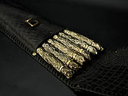 Набір 6-ти шампурів з бронзовими ручками "Дикі звірі" (у шкіряному закритому сагайдаку), фото 2