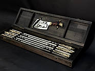 Набір 6-ти шампурів "Дикі звірі" у дерев'яному кейсі (шампура, сікач), фото 2