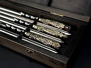 Набір 6-ти шампурів "Дикі звірі" у дерев'яному кейсі (шампура, сікач), фото 4