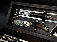 Подарунковий набір для шашлику "Кабан Max" у дерев'яному кейсі (шампура, подвійний шампур, ніж, виделка, сікач), фото 4