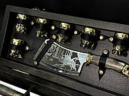 Подарунковий набір для шашлику "Дикі звірі ясен Max" у дерев'яному кейсі (шампура, чарки, ніж, виделка, сікач), фото 6