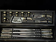 Подарунковий набір для шашлику "Дикі звірі ясен Max" у дерев'яному кейсі (шампура, чарки, ніж, виделка, сікач), фото 7