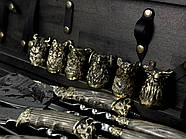 Подарунковий набір для шашлику "Дикі звірі ясен Max" у дерев'яному кейсі (шампура, чарки, ніж, виделка, сікач), фото 8