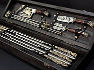 Подарунковий набір для шашлику "Дикі звірі Max" у дерев'яному кейсі (шампура, мангал, ніж, виделка, сікач), фото 2