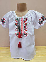 Опт Вишиванка для дівчаток з коротким рукавом та квітковою вишивкою р. 122-146, калина
