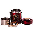 Термос для їжі з 2 контейнерами з нержавіючої сталі на 1.5 літра червоний HP156R, фото 3