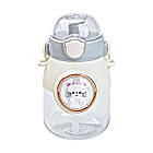 Пляшка для води з трубочкою 820 мл дитяча з ручкою та ремінцем Сірий HPGM2217G, фото 5