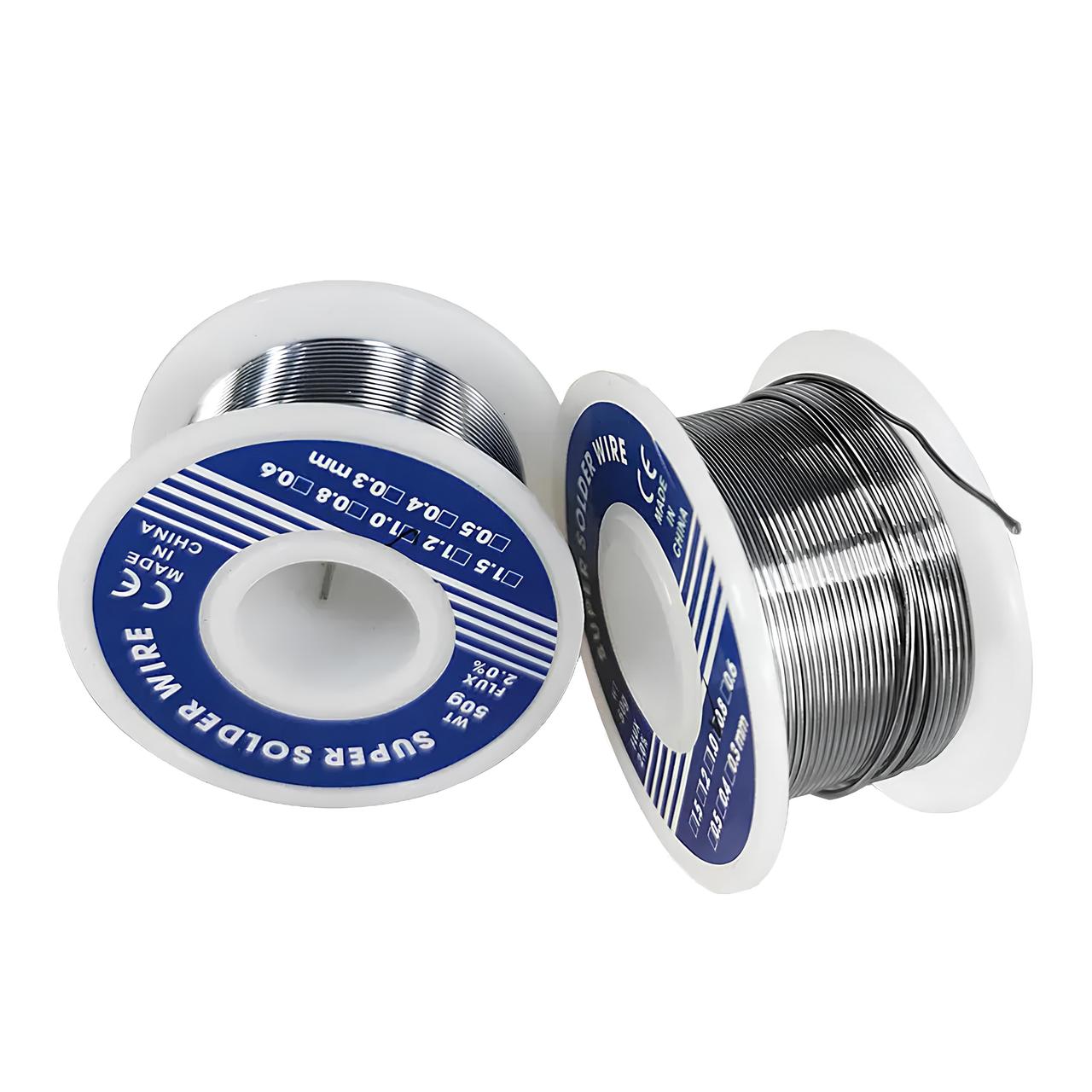 Дріт паяльний олов'яний d1мм (100 г) в котушці. Олов'яний припій (сердечник із каніфолі). Припій з каніфоллю, фото 1